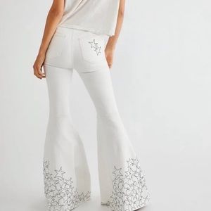Free People White Star Flare Jeans